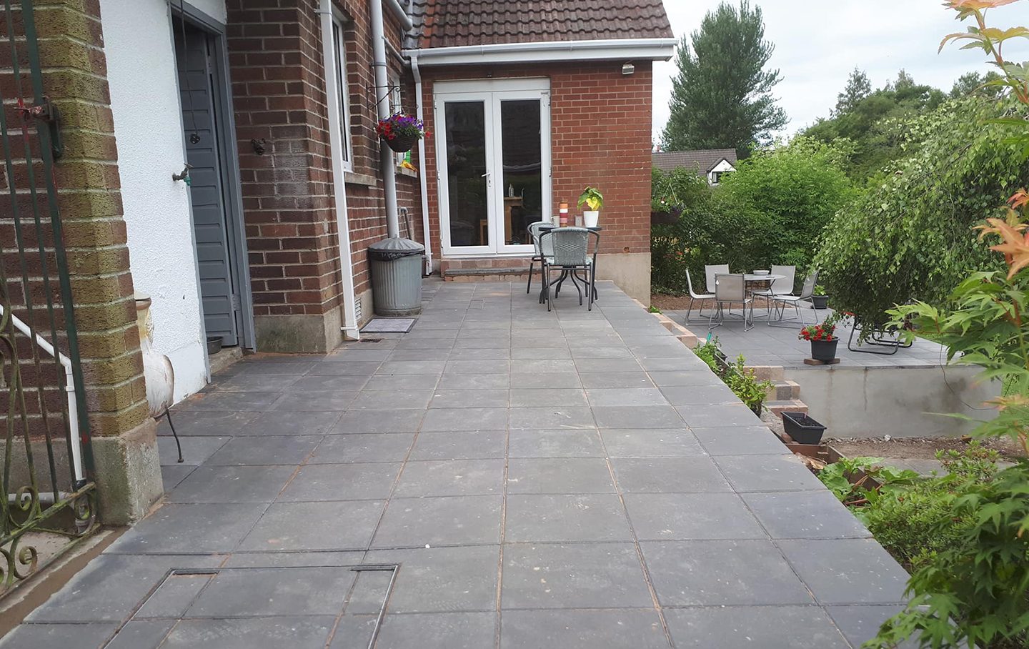 Newly paved patio around the house